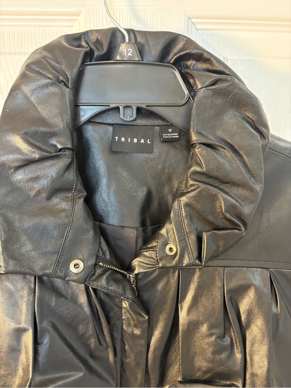 Tribal Black Layered Fringe Leather Jacket with Padded Collar - Picture 2 of 6